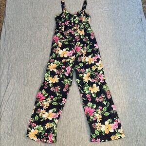 Old Navy Black and Pink Floral Jumpsuit